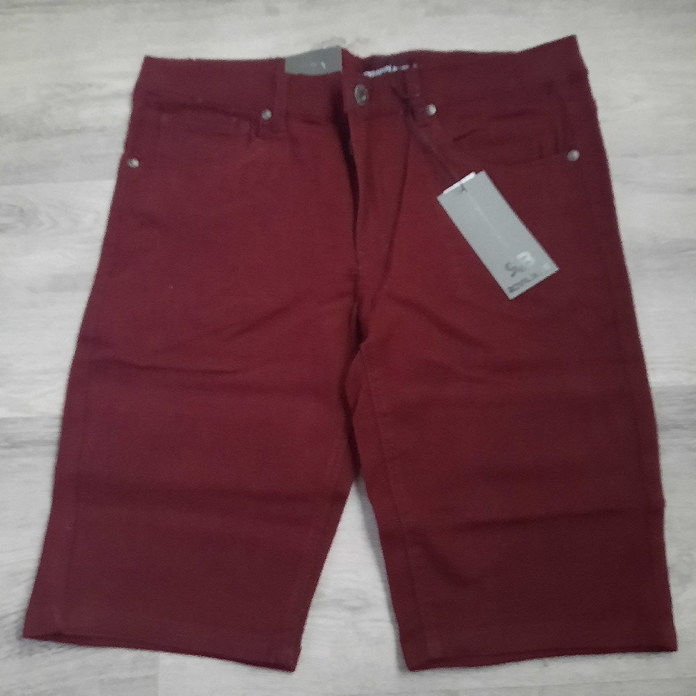 Men's Denim Burgundy Shorts